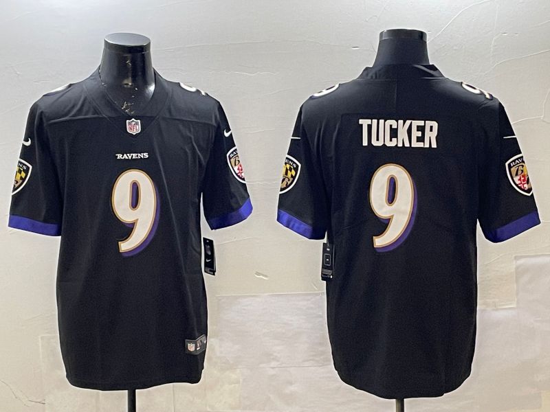 Men Baltimore Ravens 9 Tucker Black Second generation 2024 Nike Limited NFL Jersey style 1